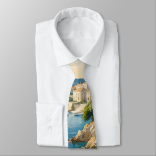 Vintage Style Cote D'Azur French Travel Tie