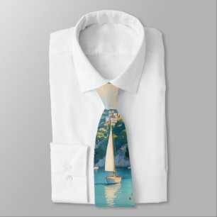 Vintage Style Cote D'Azur French Travel Tie