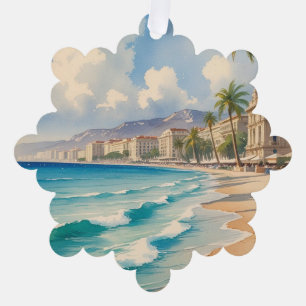 Vintage Style Cote D'Azur French Travel Tree Decoration Card