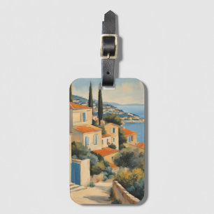 Vintage Style Cote D'Azur French Travel Watercolor Luggage Tag