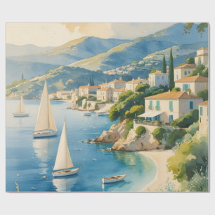 Vintage Style Cote D'Azur French Travel Wrapping Paper