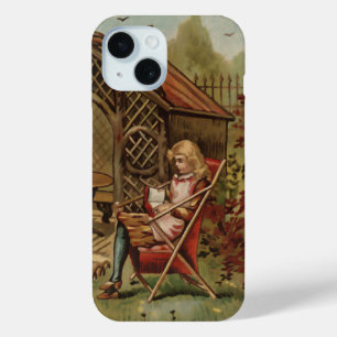 Vintage style country garden scene iPhone 15 case