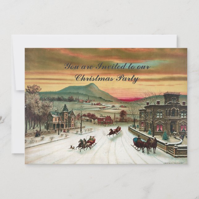 Vintage style Country scene  Christmas Invitation (Front)