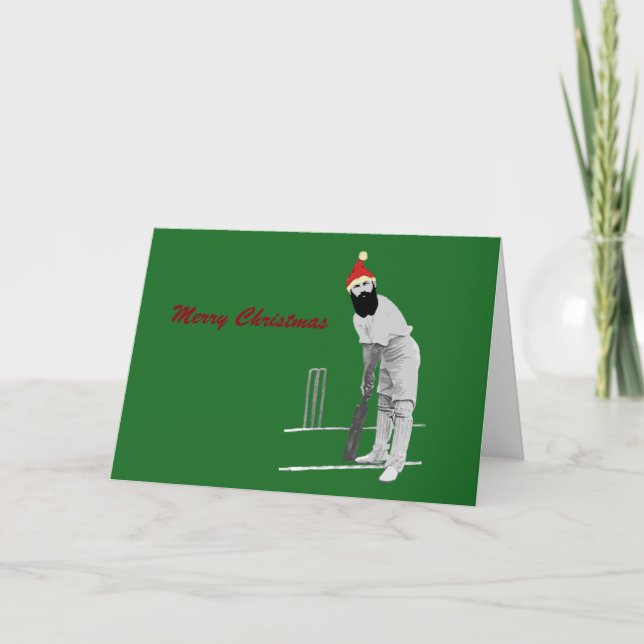 Vintage style cricketing christmas gifts holiday card (Front)