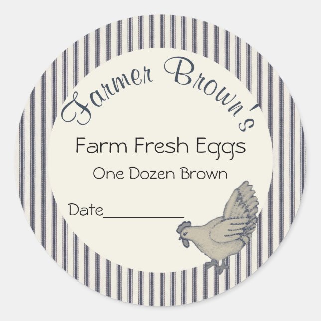 Vintage Style Custom Farm Fresh Eggs Sticker (Front)
