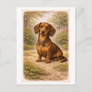 Vintage-Style Dachshund Postcard