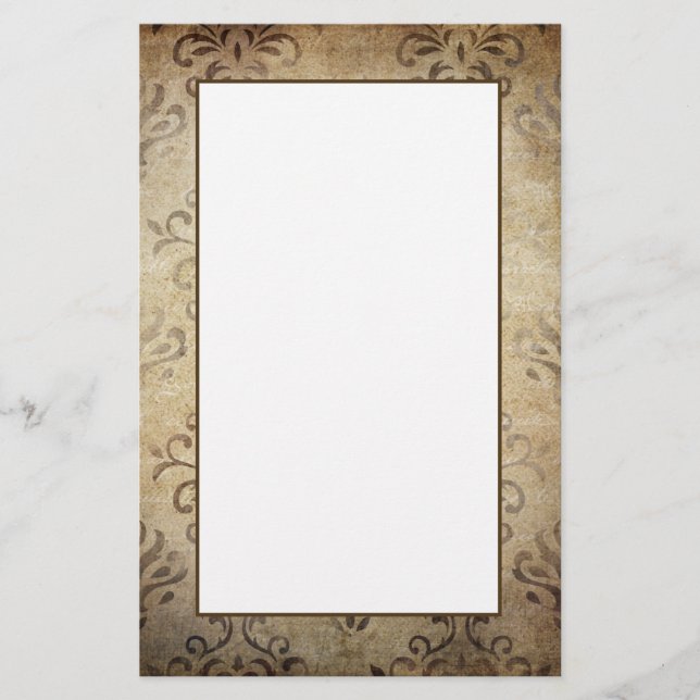 Vintage Style Damask Stationery (Front)