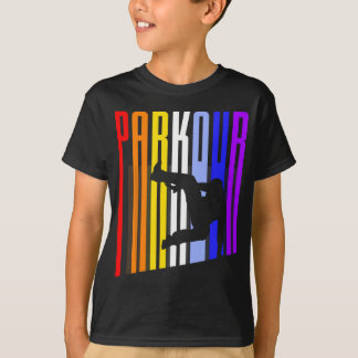 Vintage Style Distressed Parkour Retro Silhouette T-Shirt