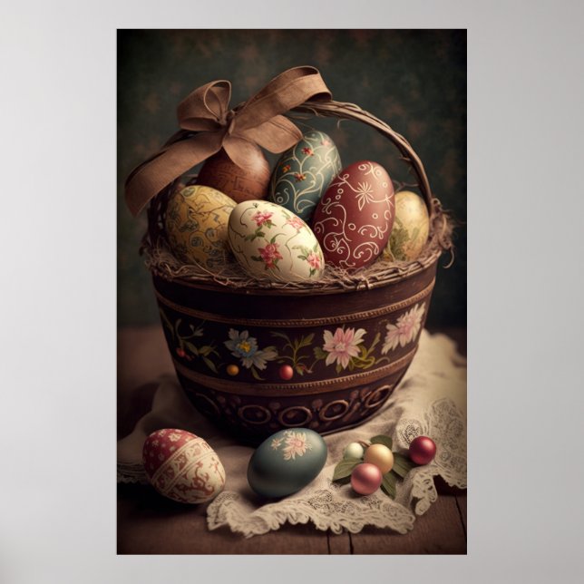 Vintage Style Easter Basket Printable Wall Art (Front)