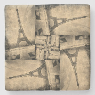 Vintage-style Eiffel Tower design Stone Coaster