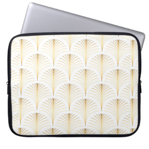 Vintage style elegant floral art deco repeat fan p laptop sleeve