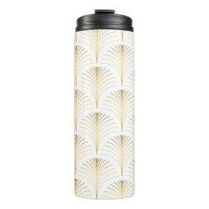 Vintage style elegant floral art deco repeat fan p thermal tumbler