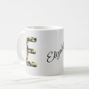 Vintage Style Elegant Gold Black Letter E Monogram Coffee Mug