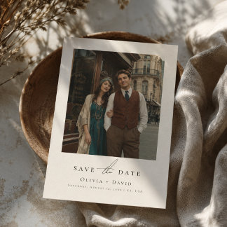 Vintage Style | Elegant Text and One Photo Wedding Save The Date