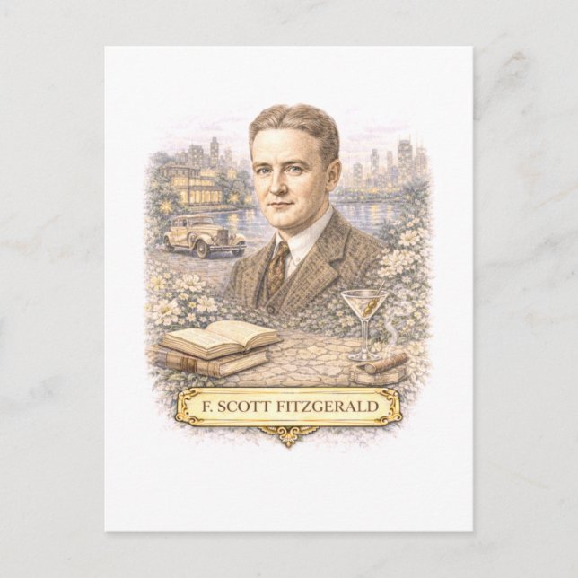 Vintage-Style F. Scott Fitzgerald Writer Postcard (Front)