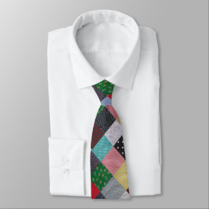 vintage style fabric design colourful patchwork tie