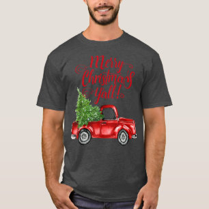 Vintage Style Farm Red Truck Merry Christmas Yall T-Shirt
