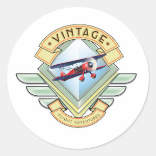 Vintage style flight badge classic round sticker