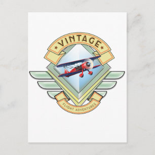 Vintage style flight badge postcard