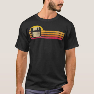 Vintage Style Floppy Disc Silhouette Retro Sunset T-Shirt