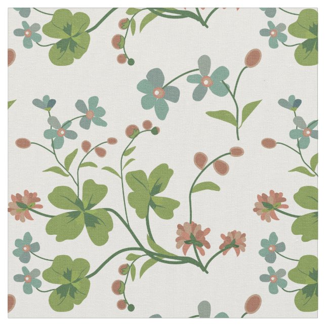 Vintage Style Floral, Clover Fabric (Close Up)