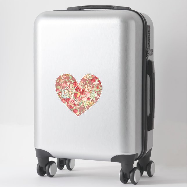 Vintage Style Floral Rose Heart Sticker (Suitcase)
