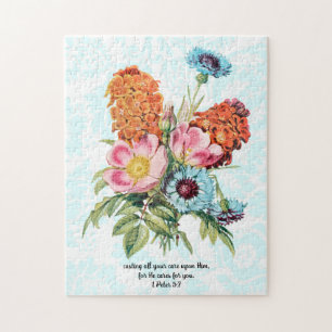 Vintage Style Flower Bunch Faith Puzzle
