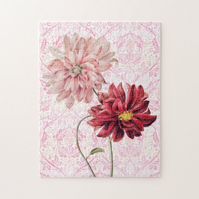 Vintage Style Flower Pair Puzzle (Vertical)