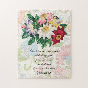 Vintage Style Flowers Faith Puzzle