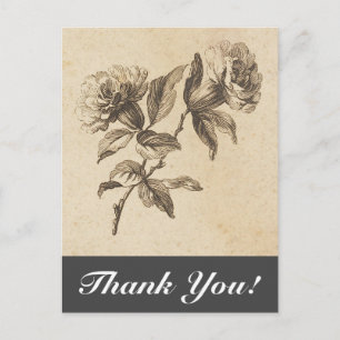 Vintage Style Flowers + "Thank You!" Postcard