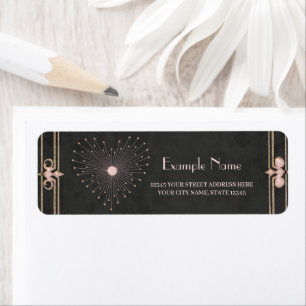 Vintage style frame with intricate floral designs return address label