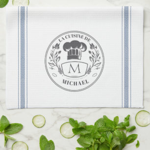 Vintage Style French Cooking Customised Monogram Tea Towel