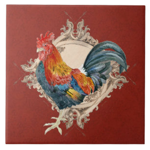 Vintage Style French Country Rustic Barn Rooster Tile