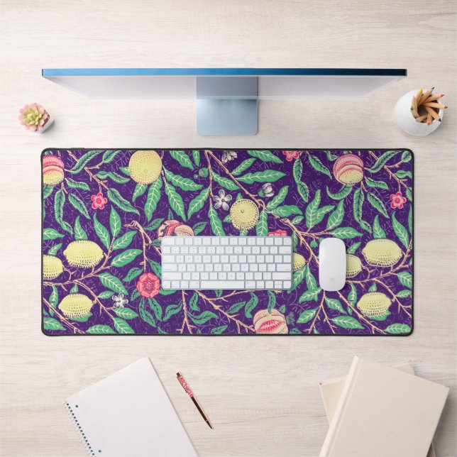Vintage Style Fruit Flowers Purple Desk Mat Pad (Office 1)