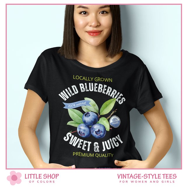 Vintage Style Fruit Wild Blueberries T-Shirt (Creator Uploaded)