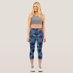 Vintage style geometric boho pattern capri leggings