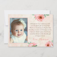 Vintage Style Girl Baptism Thank You Card, Photo