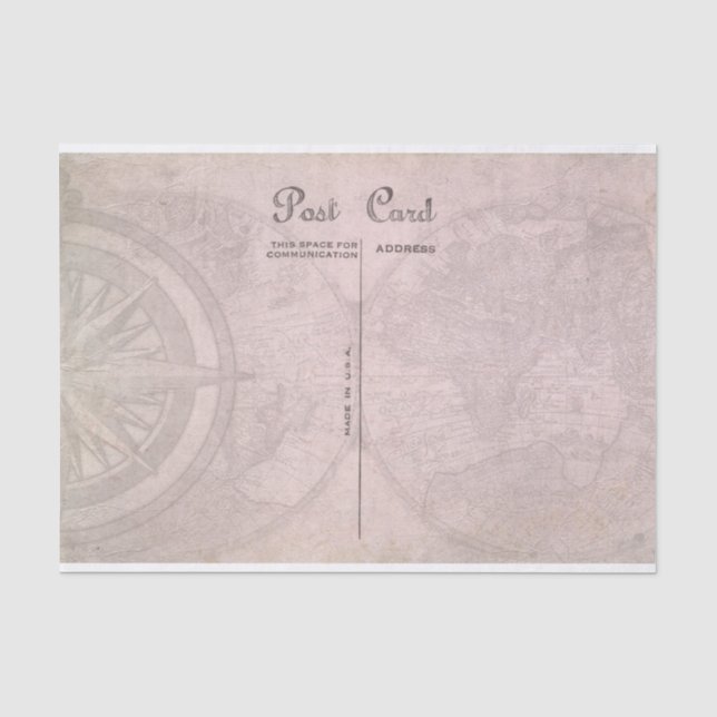 Vintage Style Globe Map and Compass Tissue Paper (Front)