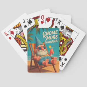Vintage Style Gnome Beach Vacation Design Playing Cards