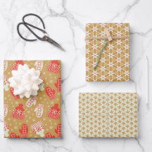 Vintage style golden Christmas hats & mittens 