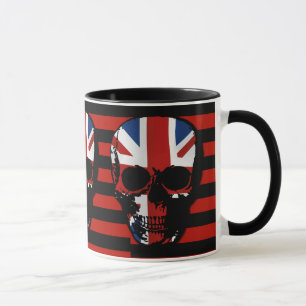 vintage style gothic skull with union jack mug