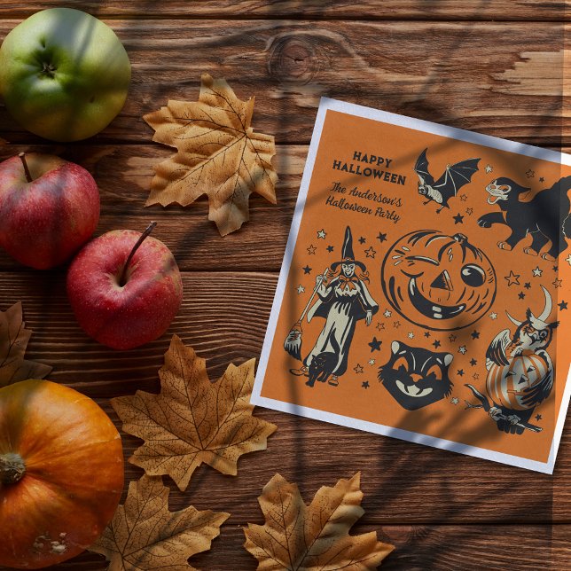 Vintage Style Halloween Graphics Personalised Napkin (Creator Uploaded)