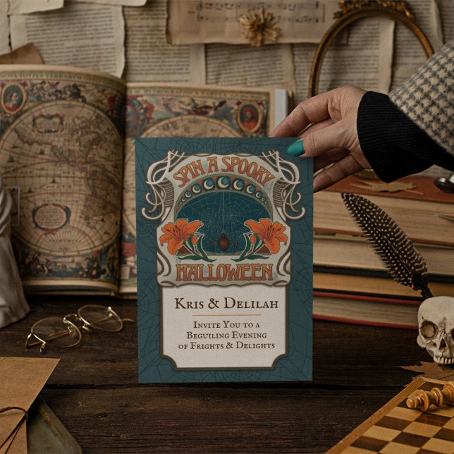 Vintage Style Halloween Invitation Dark Whimsy  (Vintage-Style Halloween Invitation. Set a sophisticated and spooky mood for your party.)