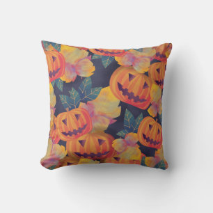 Vintage Style Halloween Pumpkins   Throw Pillow
