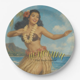 Vintage Style Hawaii Travel Paper Plate
