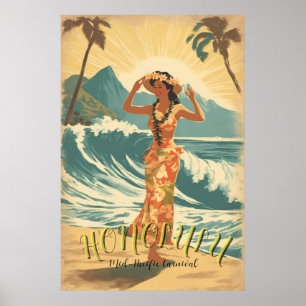 Vintage Style Hawaii Travel Poster