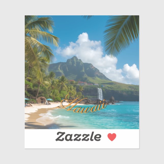 Vintage Style Hawaiian Blue Sea Palms Sky Travel (Sheet)