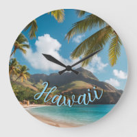 Vintage Style Hawaiian Blue Sea Palms Sky Travel