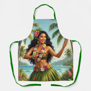Vintage Style Hawaiian Hula Girl Travel Apron