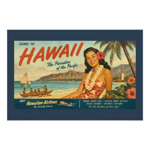 Vintage Style Hawaiian Travel Adevertisement Photo Print